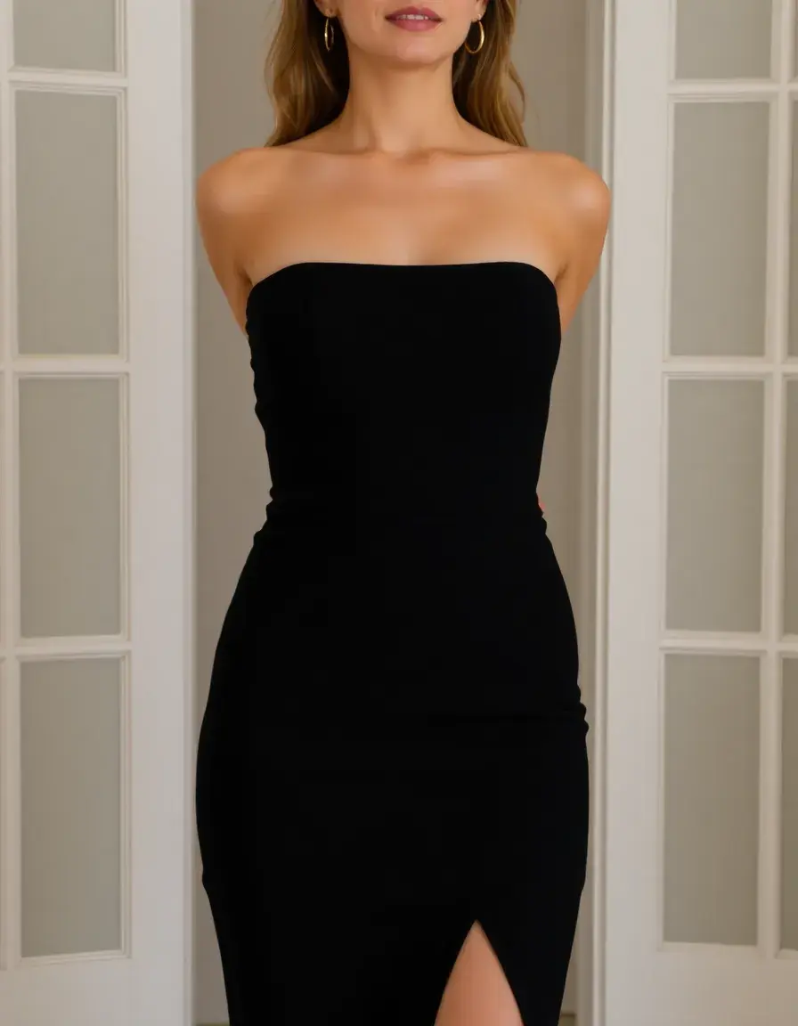 Robe bustier noire élégante sans bretelles