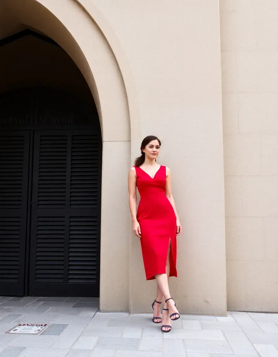 Robe rouge chic structurée