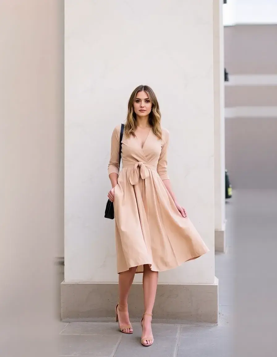 Robe beige chic et intemporelle