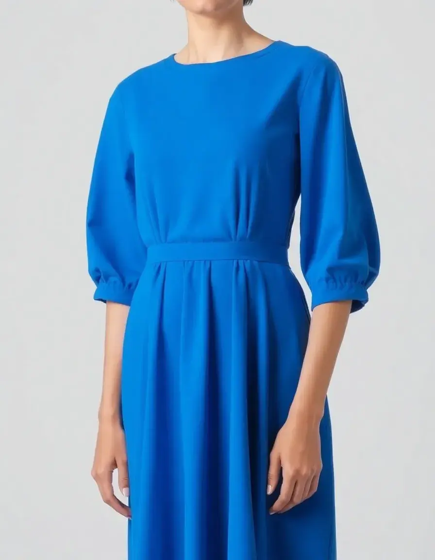 Robe bleue longueur genou pour femme