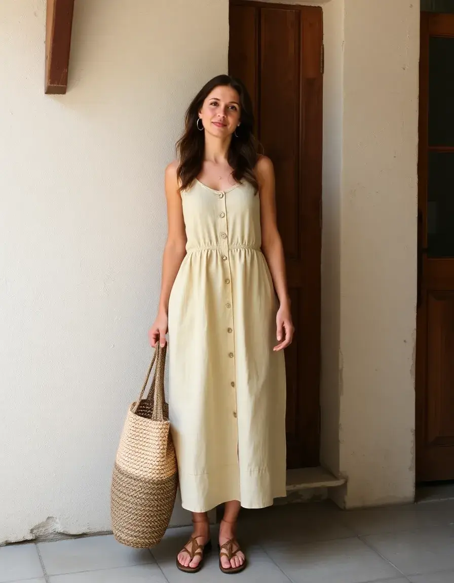 Robe d'été en lin style minimaliste