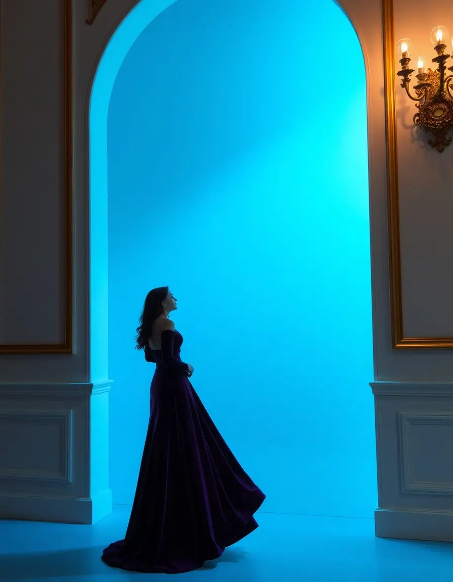Robe de soirée en velours pourpre