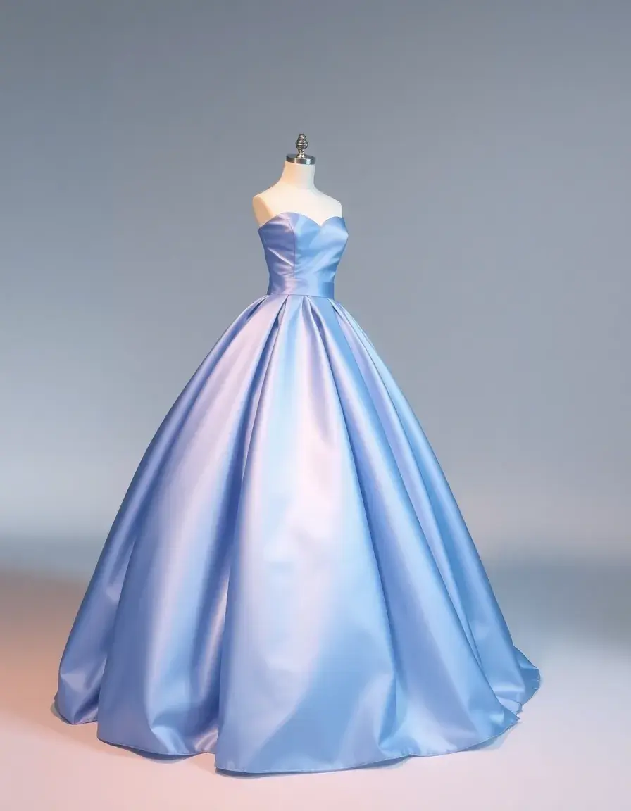 Robe de bal en satin bleu royal