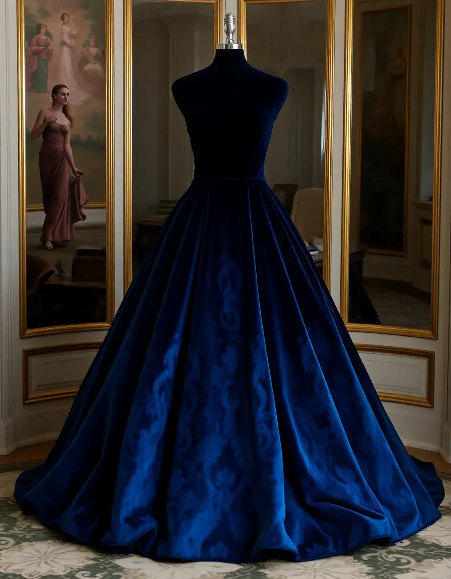 Robe de bal en velours riche