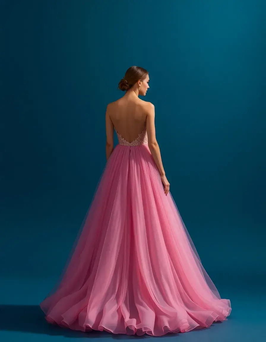Robe de bal fluide en mousseline