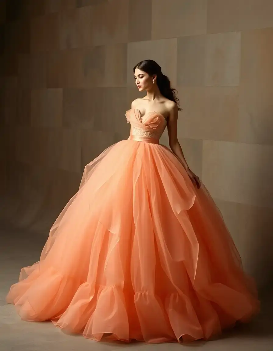 Robe de bal structurée en organza
