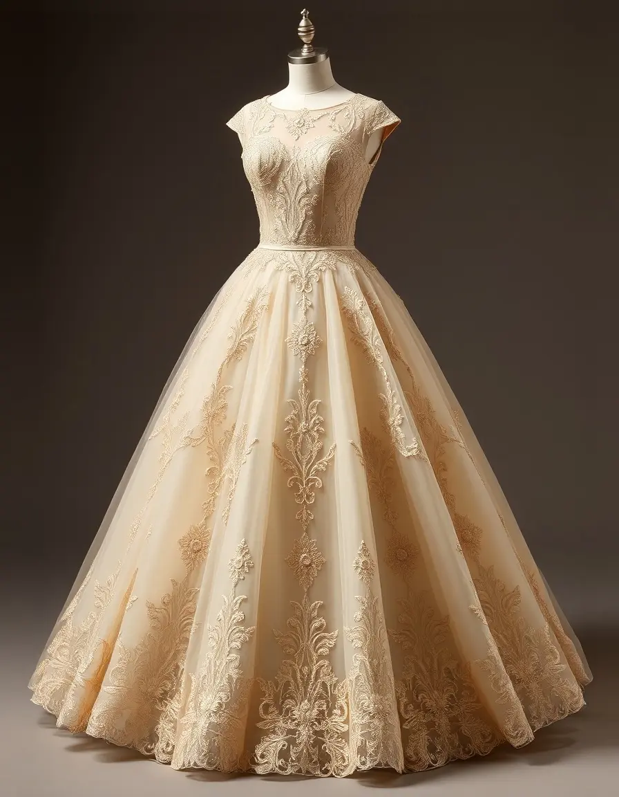 Robe de bal avec broderies complexes