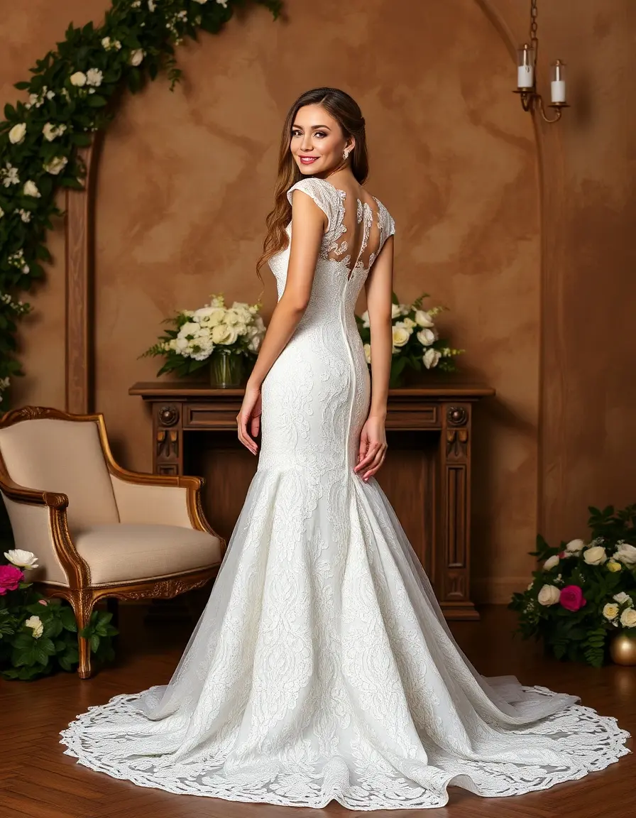 Robe de mariée courte avec dentelle genou