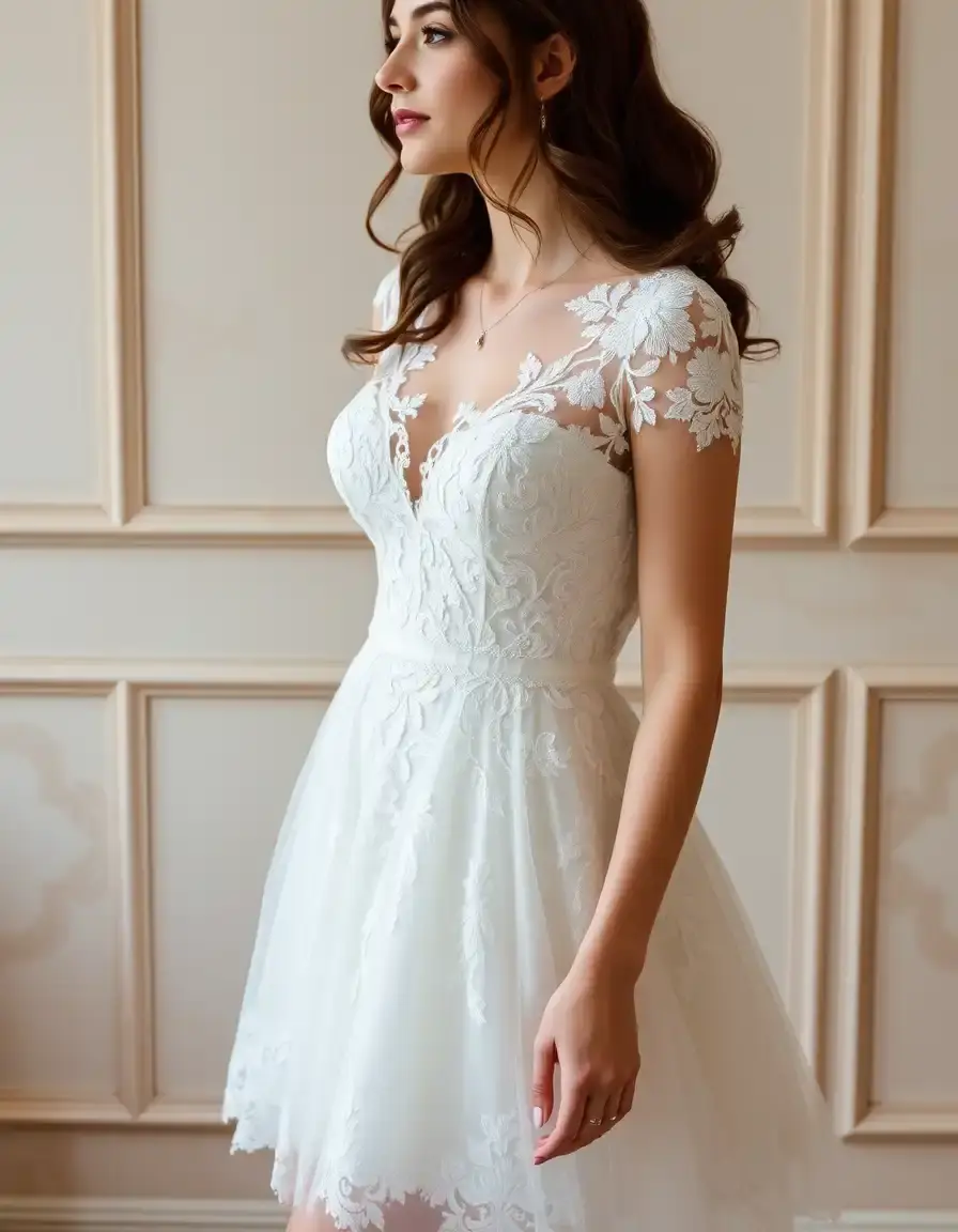 Robe de mariée courte en dentelle
