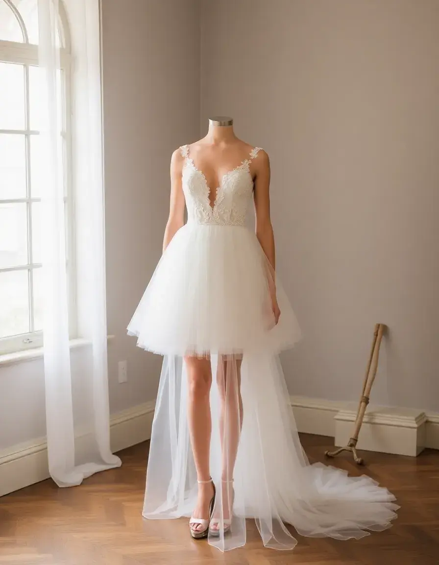 Robe de mariée courte en tulle