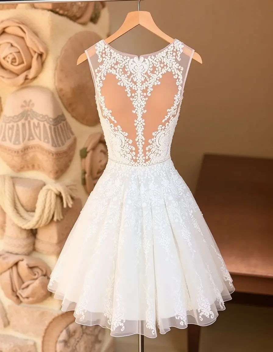 Robe de mariée courte perlée