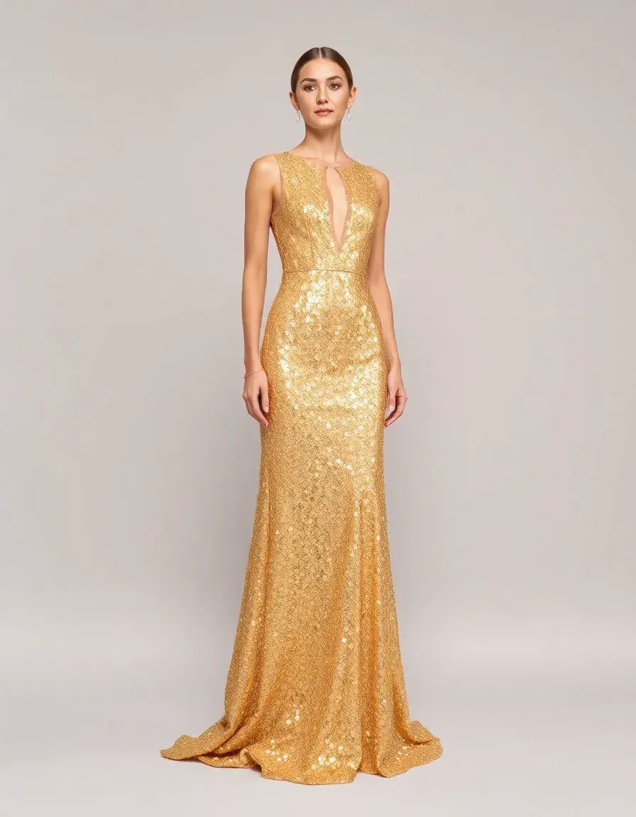 Robe de soirée longue à paillettes scintillante