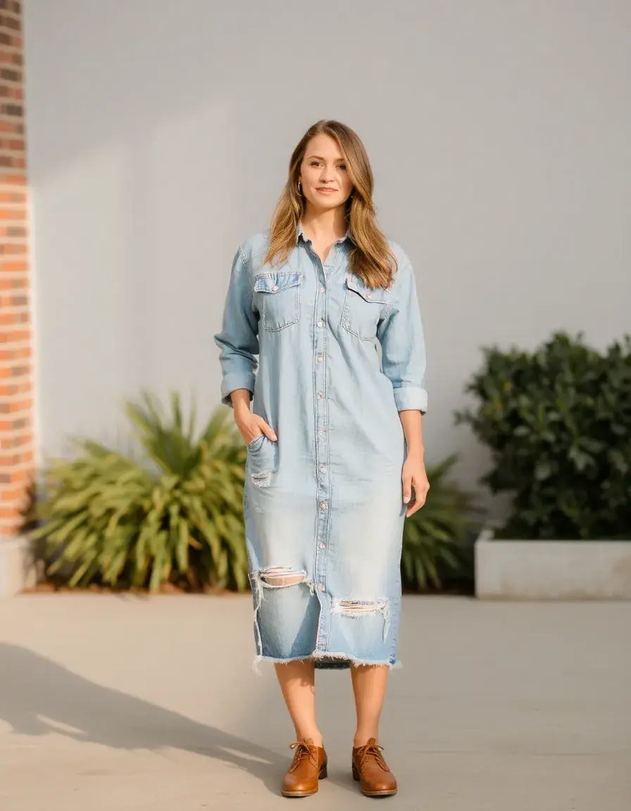 Robe en jean déchiré style distressed