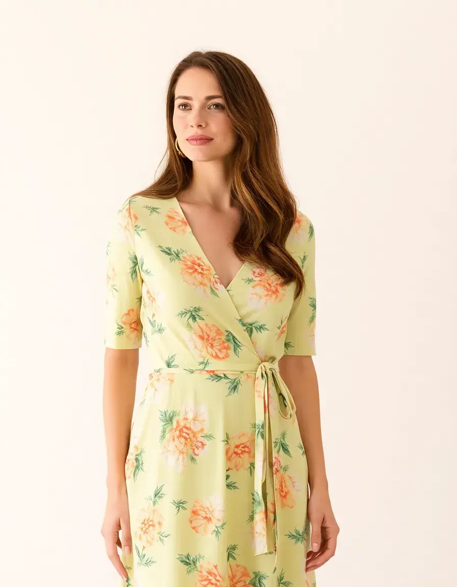 Robe portefeuille fleurie flatteuse