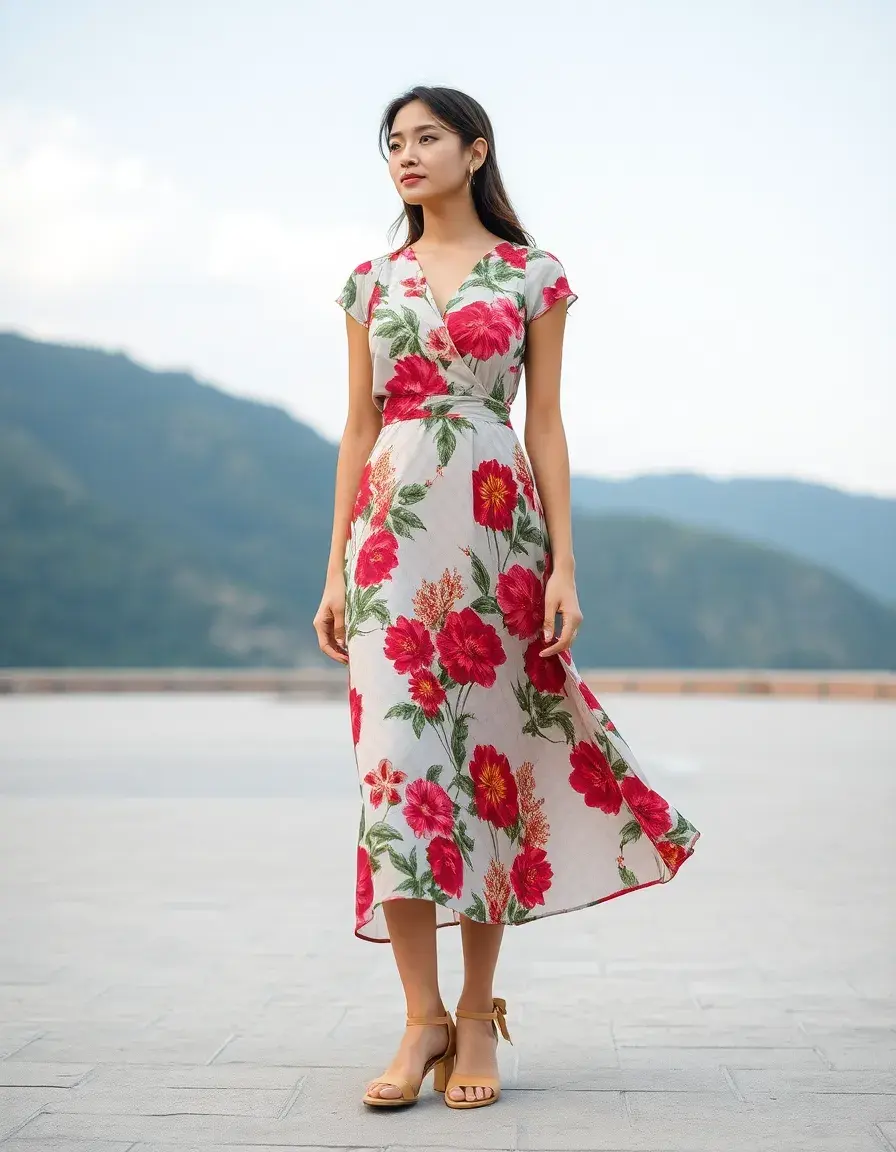 Robe en soie fleurie luxueuse