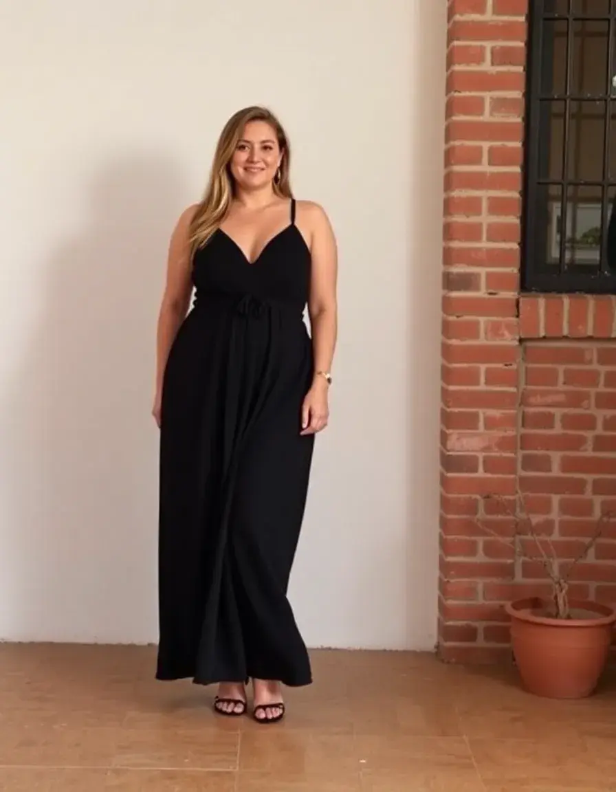 Robe maxi noire grande taille fluide