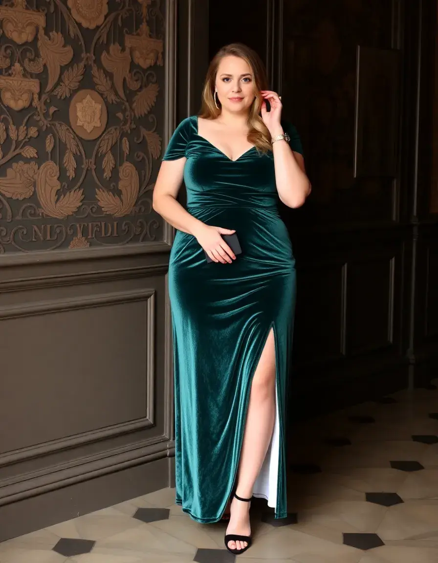 Robe en velours somptueuse grande taille