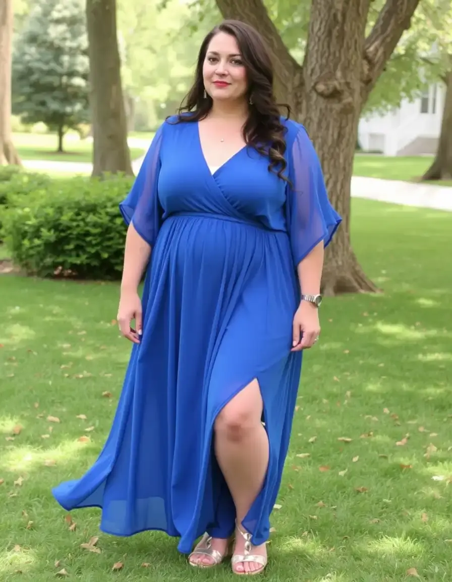 Robe en mousseline fluide grande taille