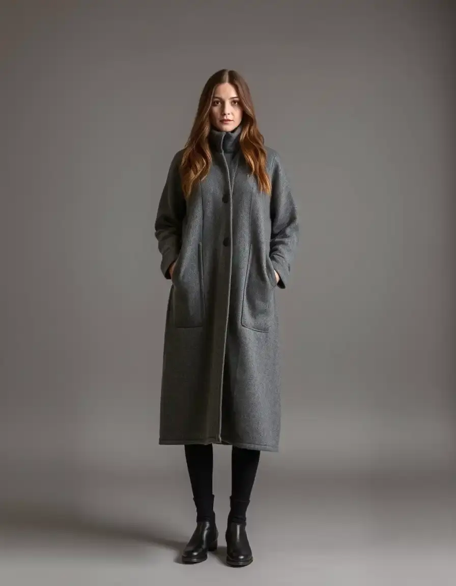 Wool Winter Dress grise élégante