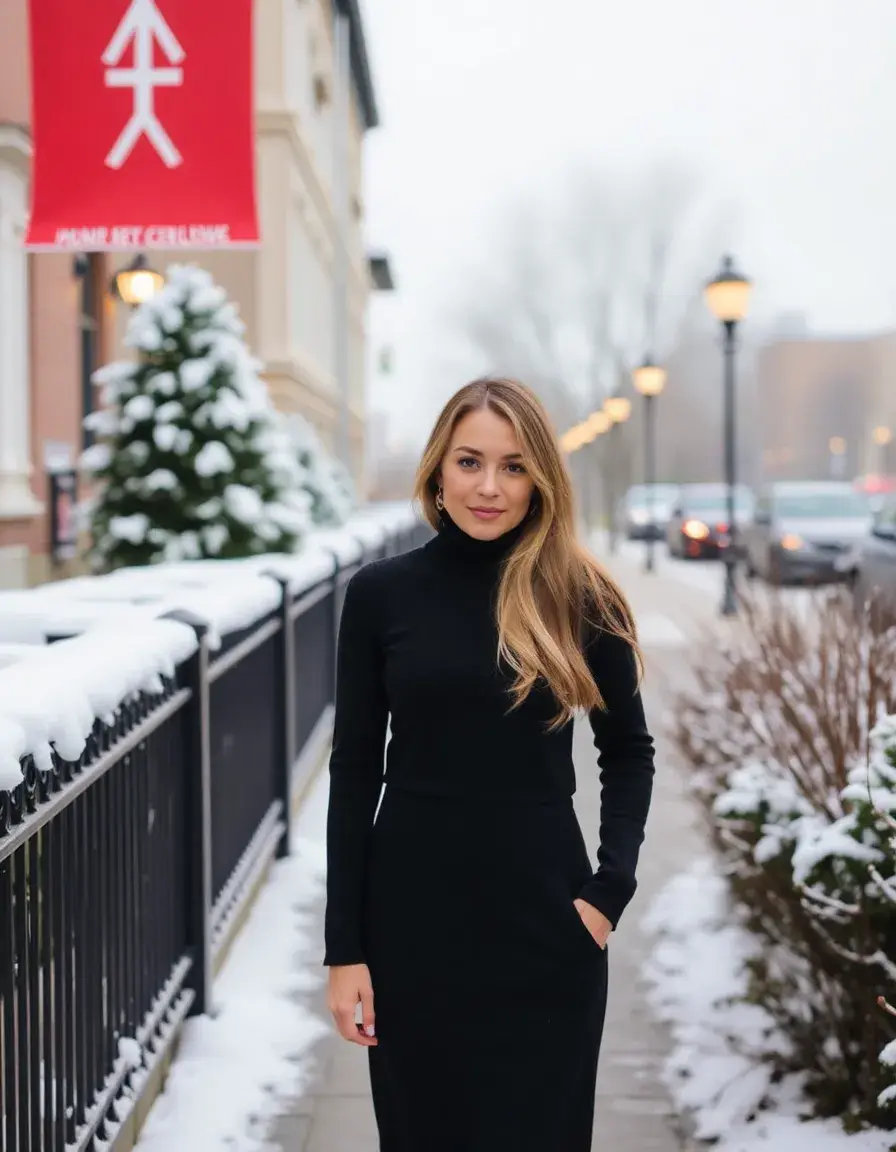 Turtleneck Winter Dress robe col roulé