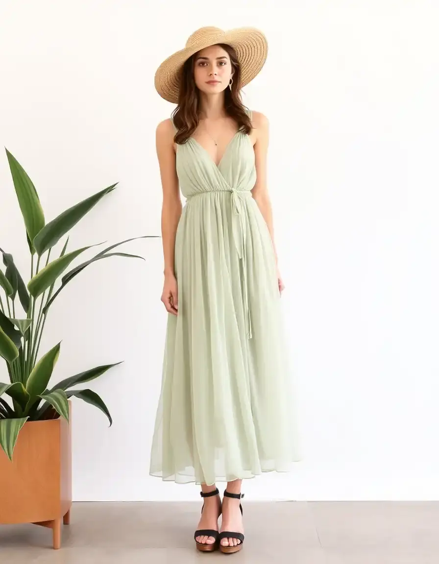 Robe midi en mousseline vaporeuse