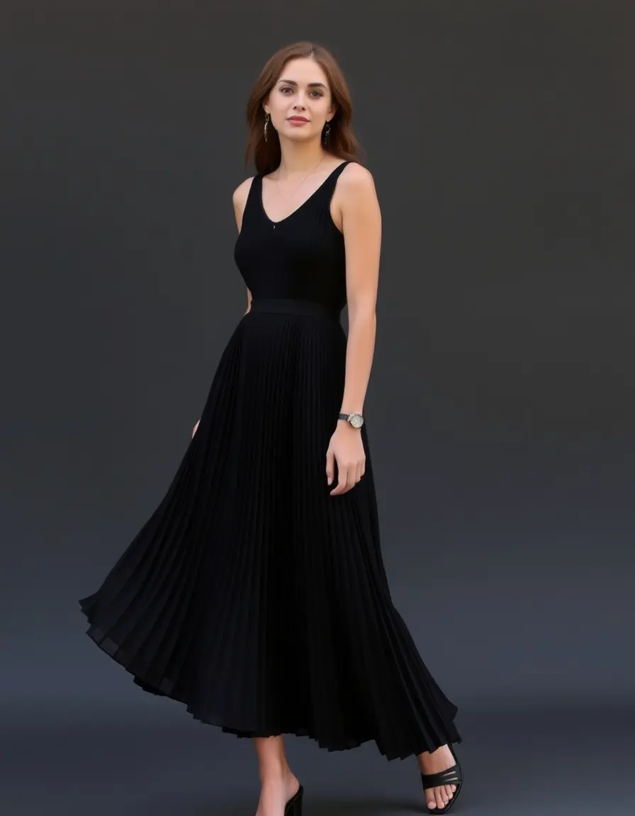 Robe midi plissée dynamique