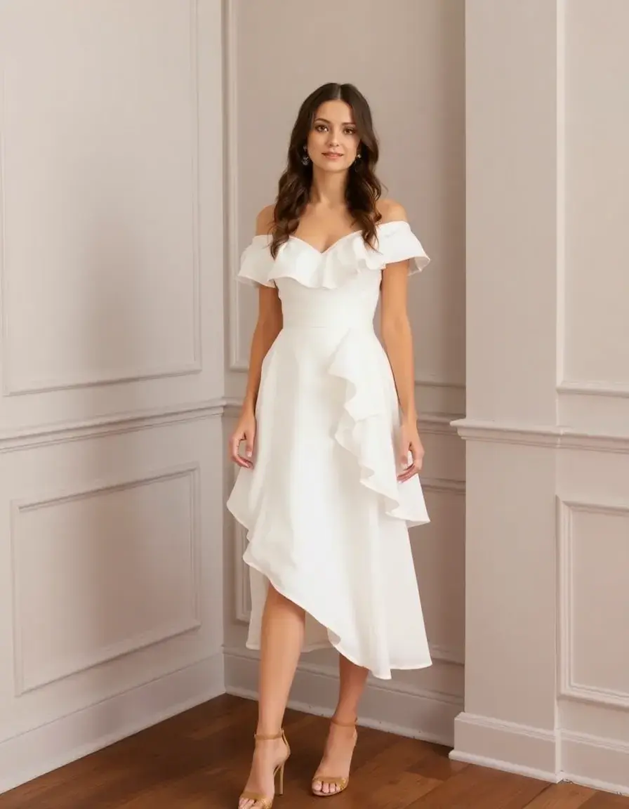 Robe de cocktail courte avec volants pour mariage