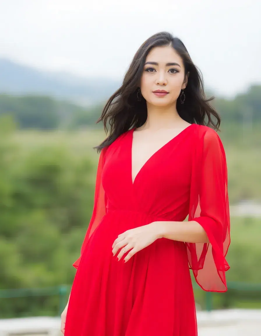 Robe rouge en mousseline légère