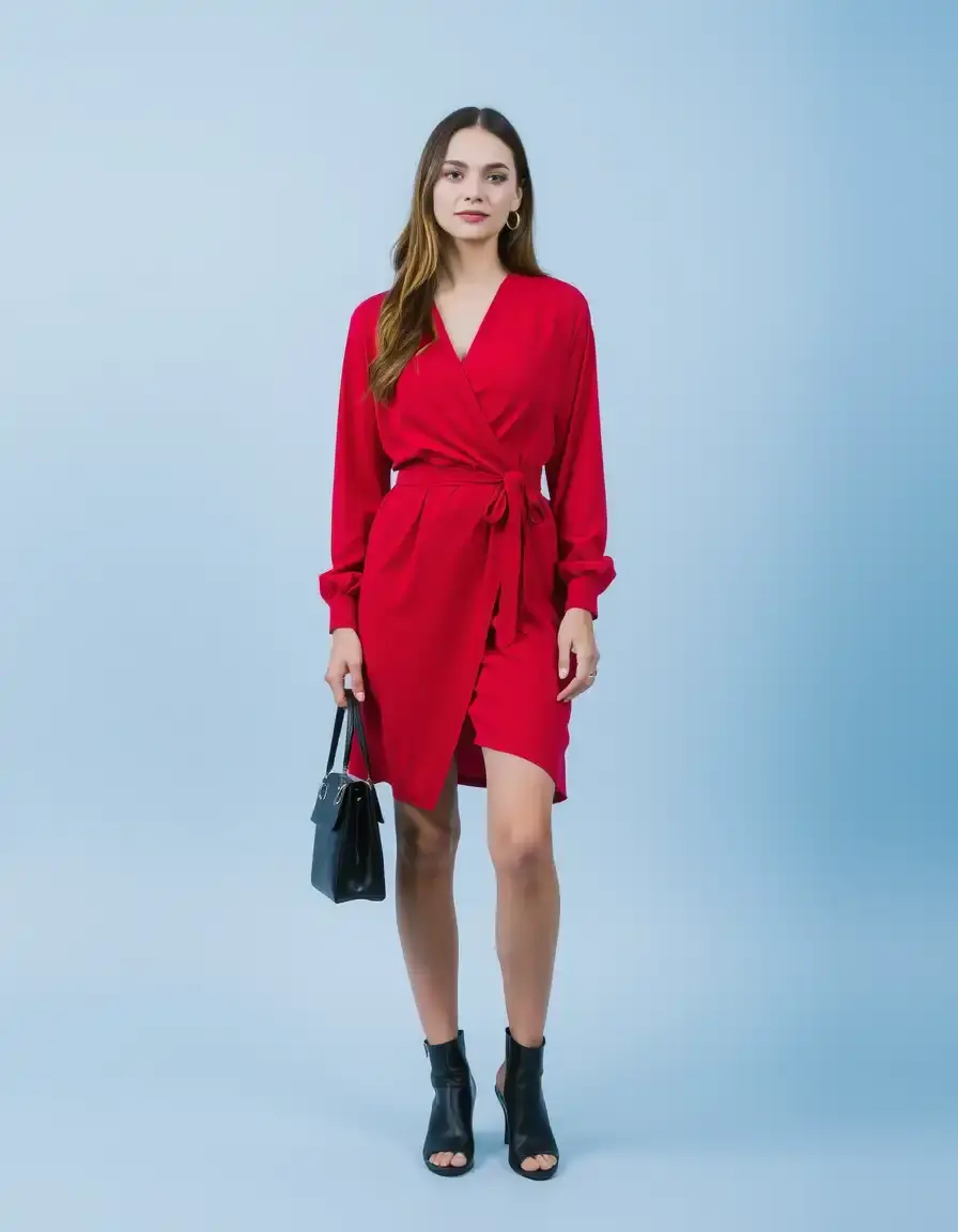 Robe portefeuille rouge flatteuse