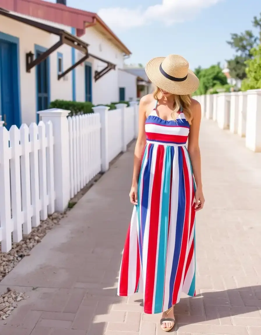 Robe d'été à rayures style marin