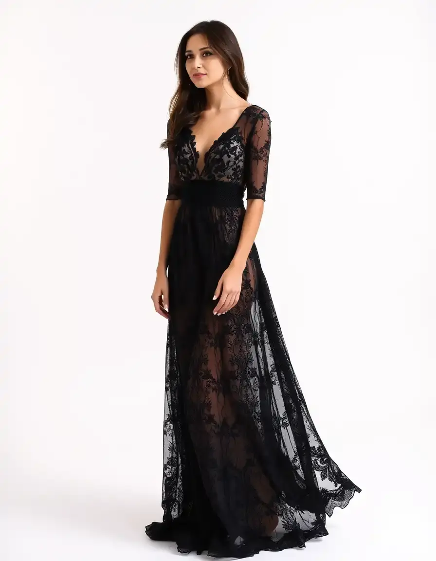 Lace Long Dress en dentelle raffinée