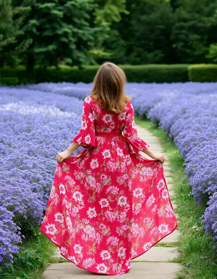 Floral Long Dress à imprimé fleurs