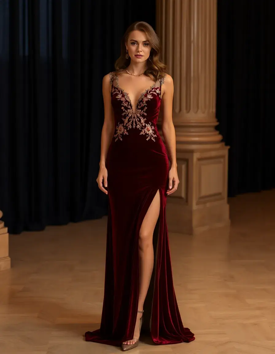 Robe de soirée en velours chic