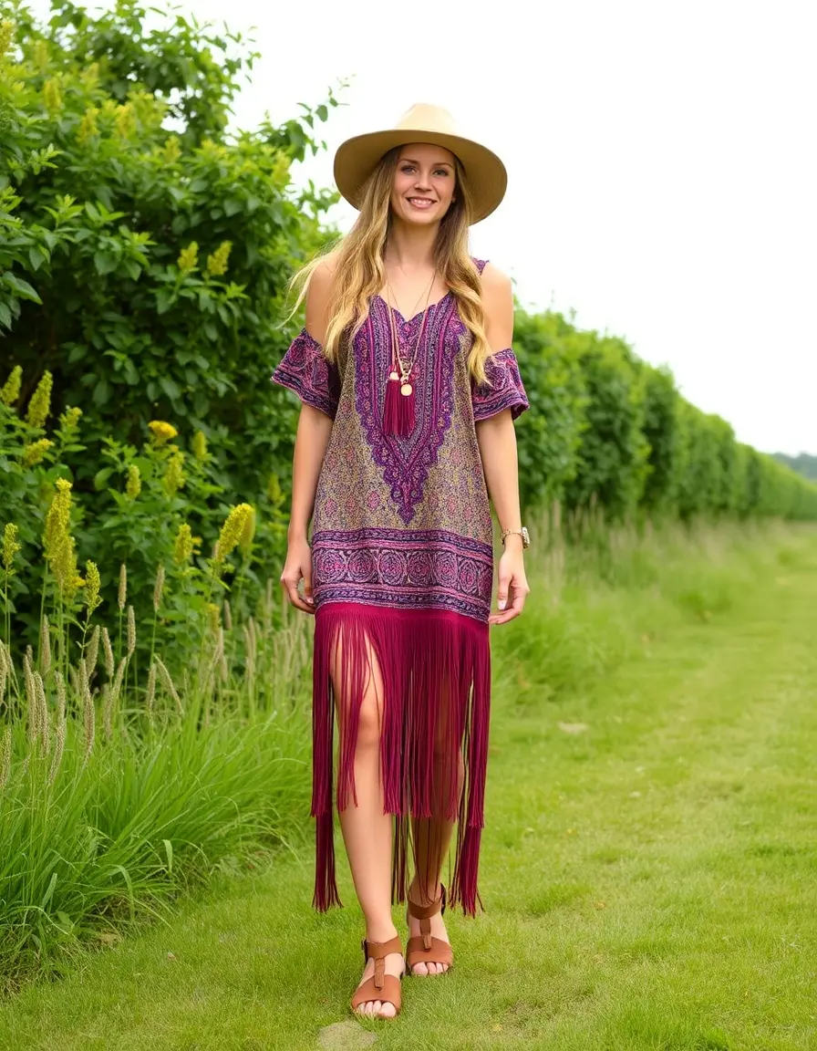 Robe style bohème avec franges