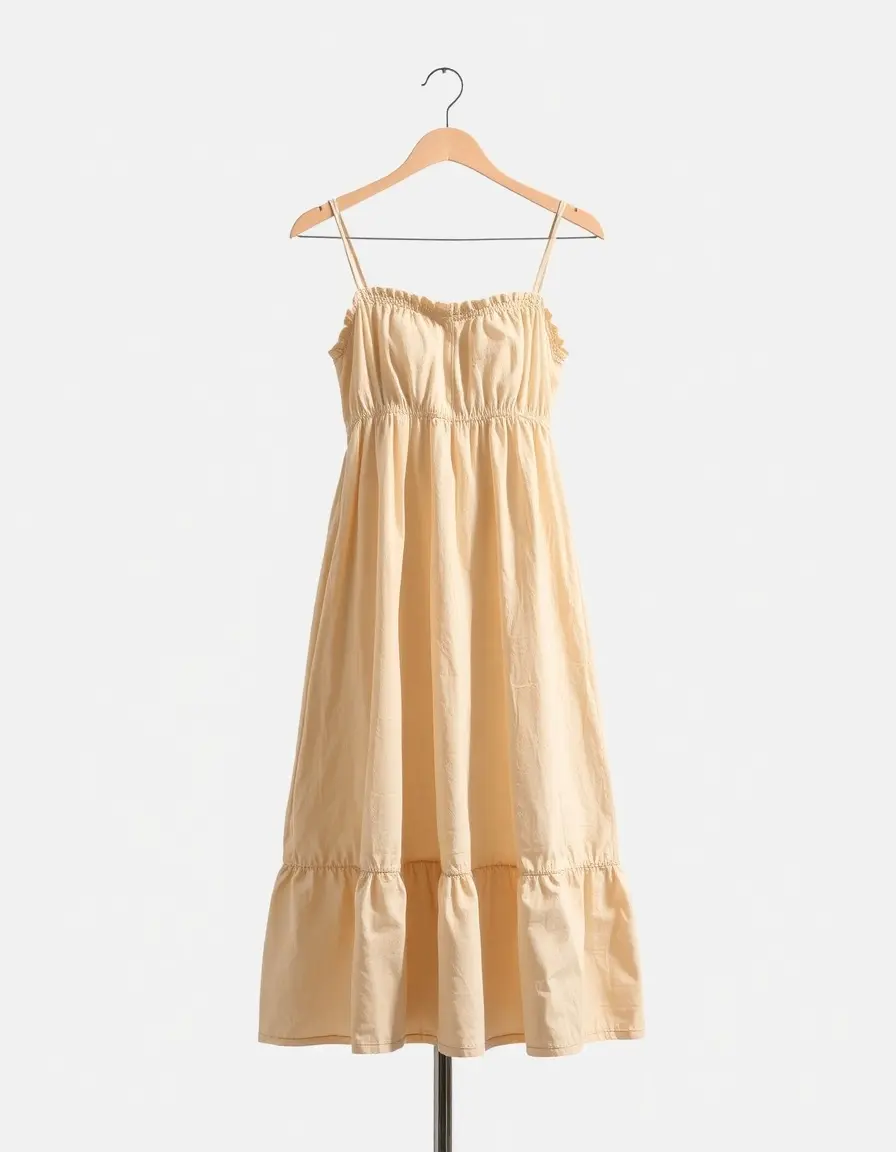 Robe d'été beige légère en coton