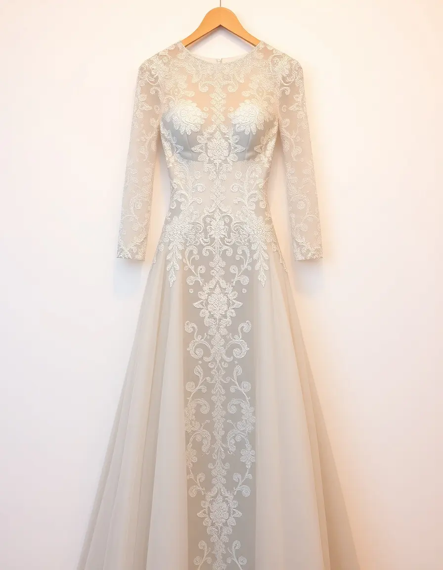 Robe de cérémonie en dentelle avec manches