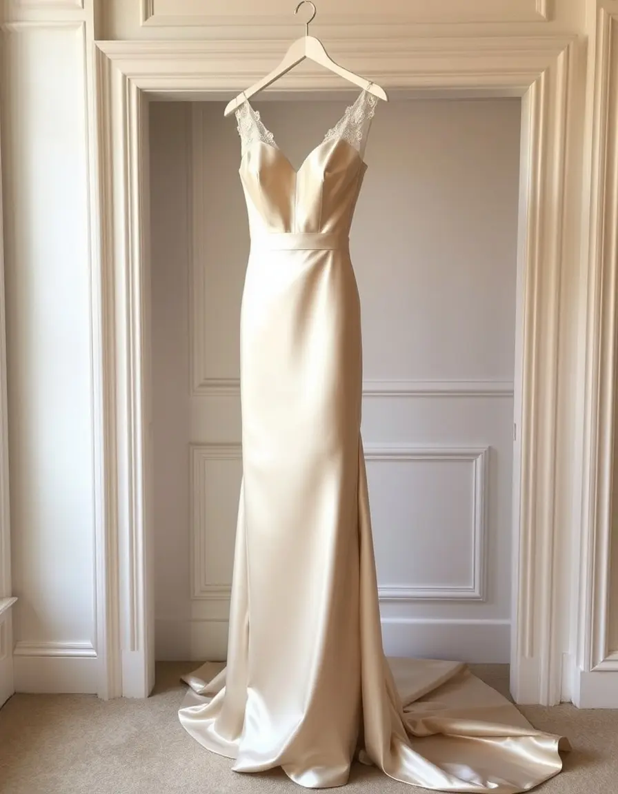 Robe de cérémonie en satin couleur champagne