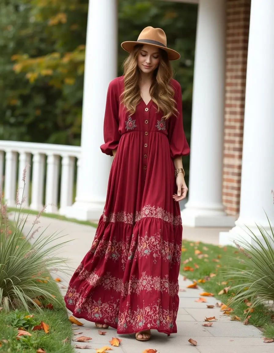 Robe Bordeaux Boho