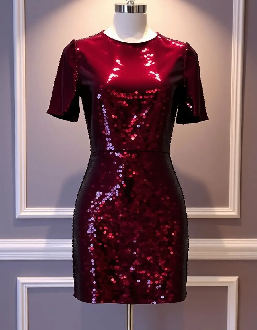 Robe Paillettes Bordeaux