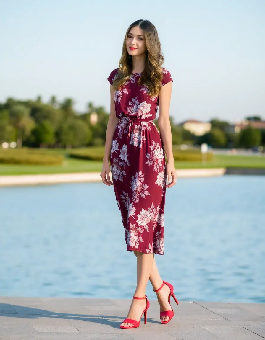 Robe Fleurie Bordeaux