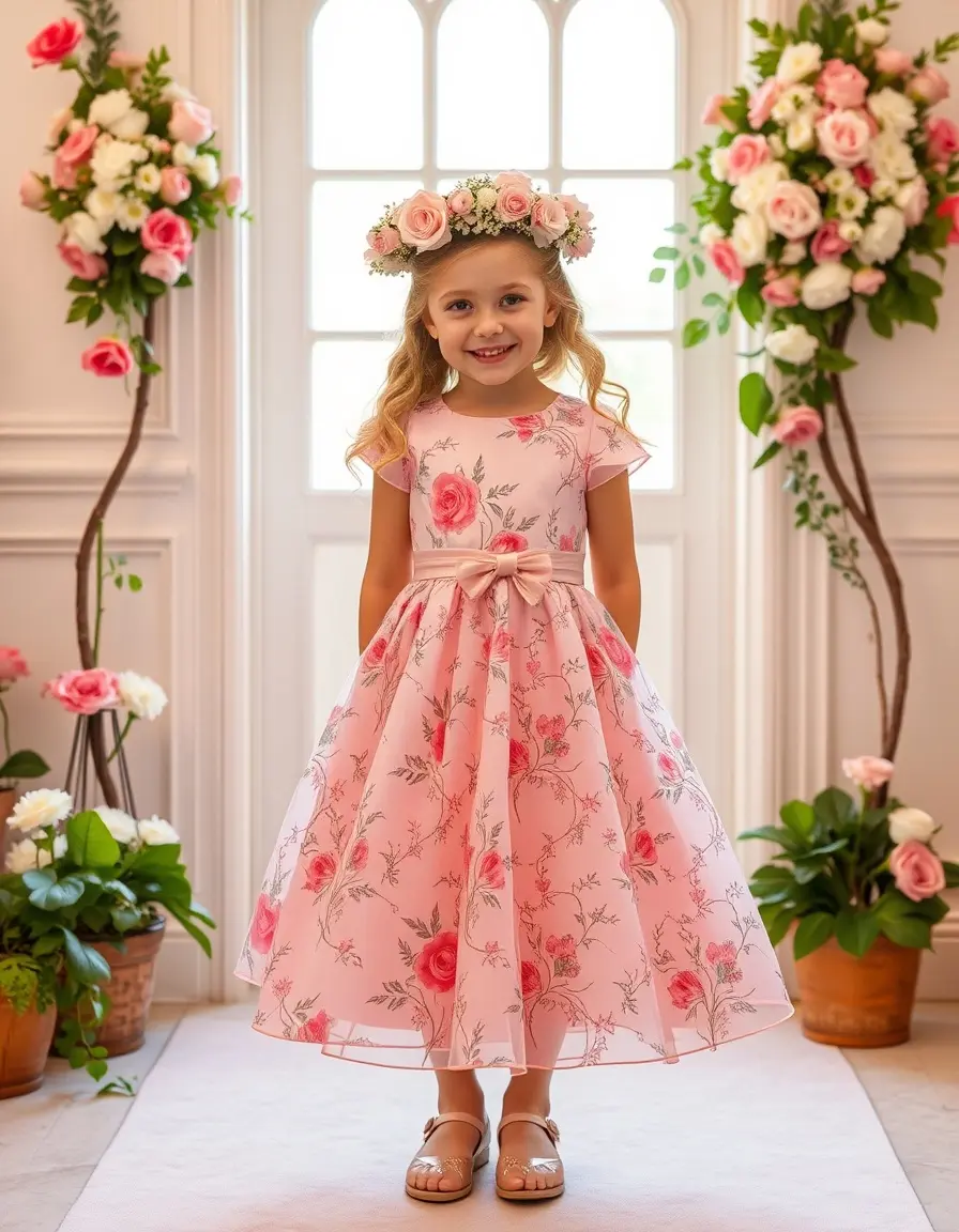 Robe cérémonie fille florale rose