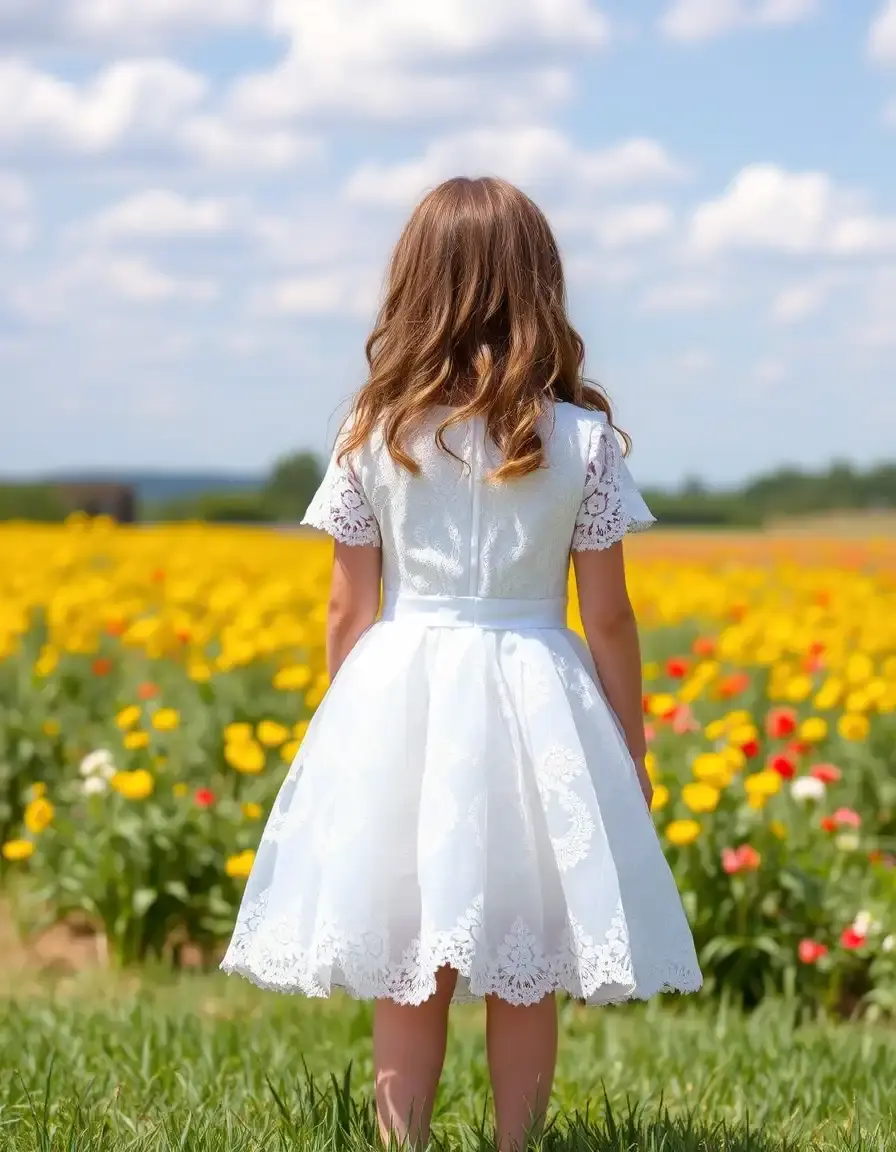 Robe de fête en dentelle blanche pour fille