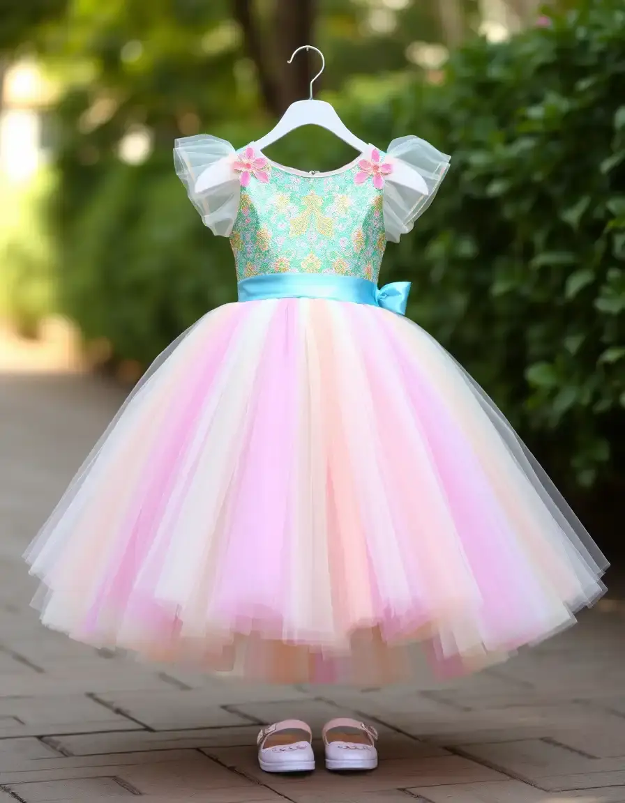 Robe princesse en tulle coloré pour fille