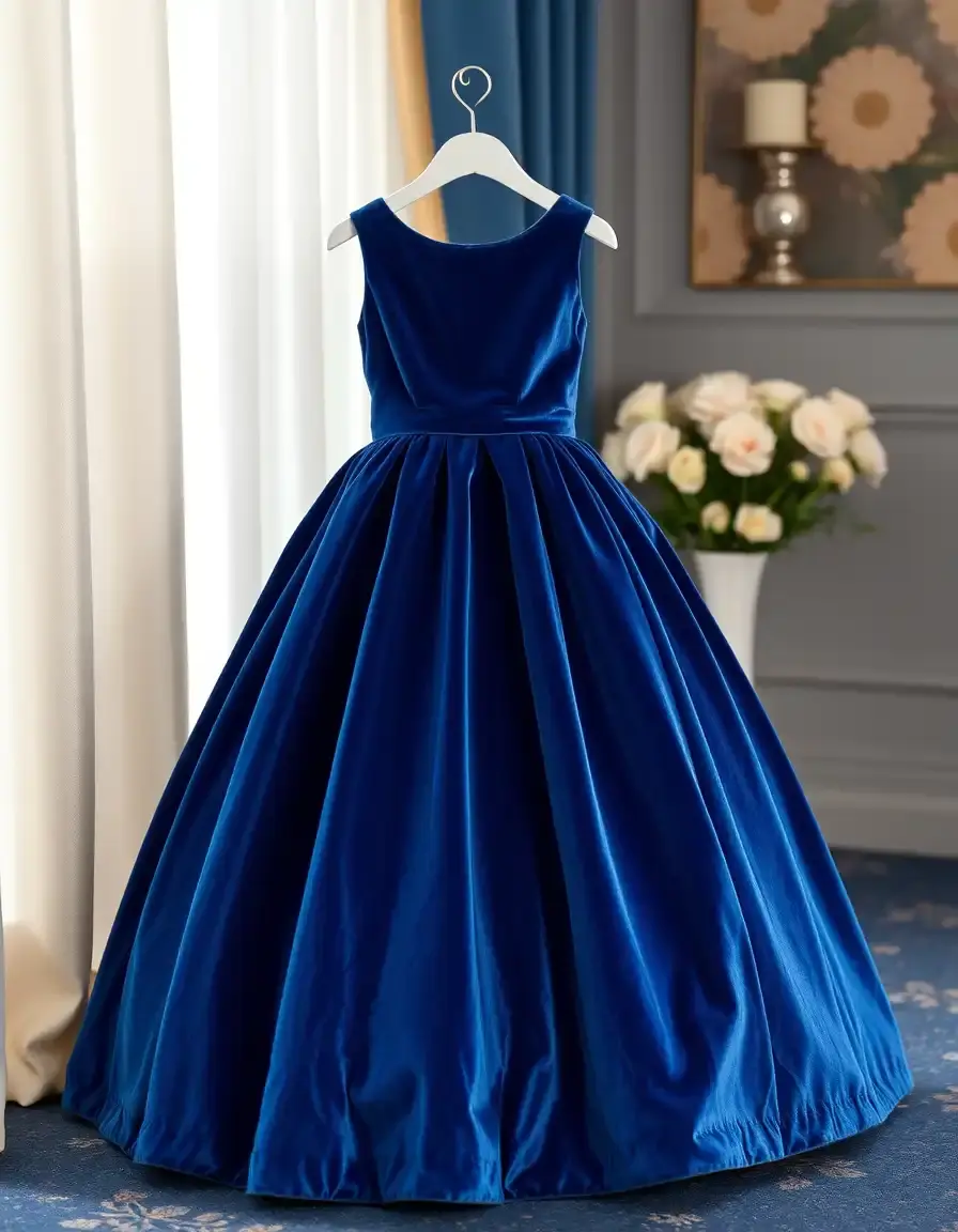 Robe cérémonie fille en velours bleu