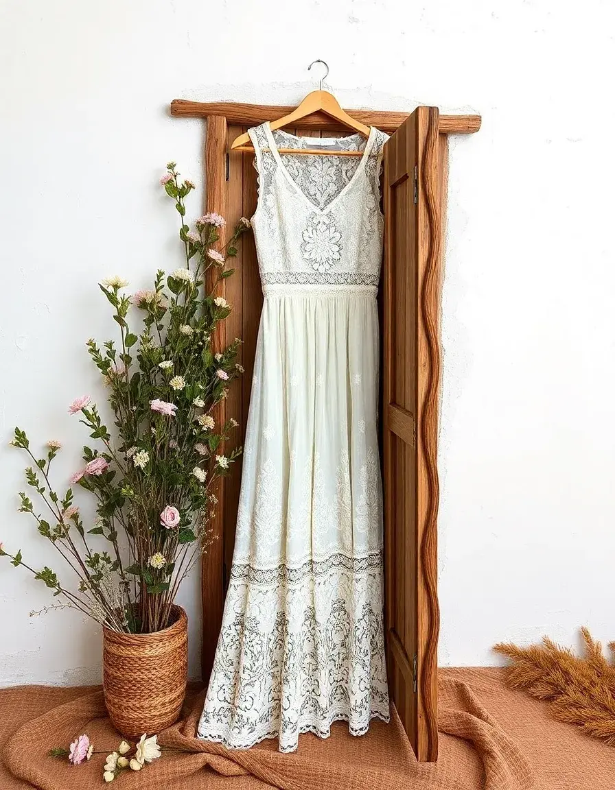 Robe en dentelle blanche rustique