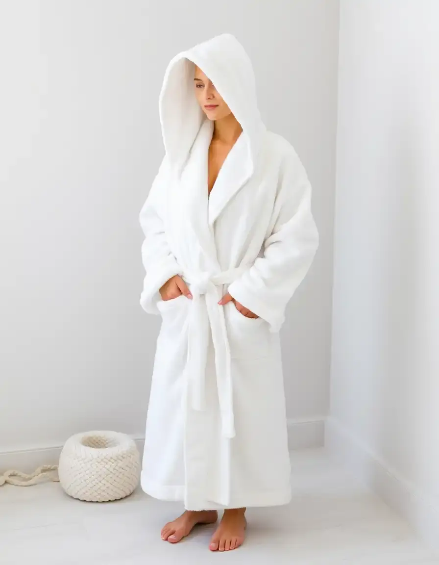 Robe de chambre blanche style spa en polaire épaisse