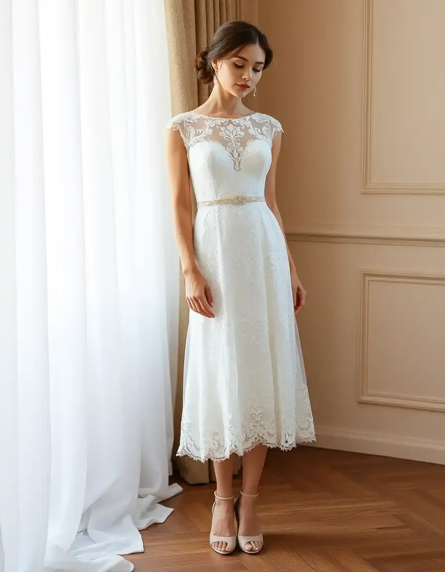 Robe de cérémonie femme en dentelle blanche élégante