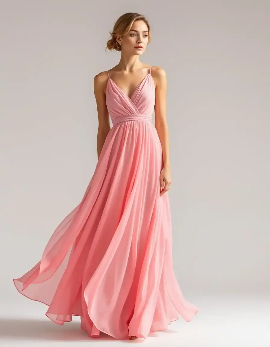 Robe maxi en mousseline pastel fluide