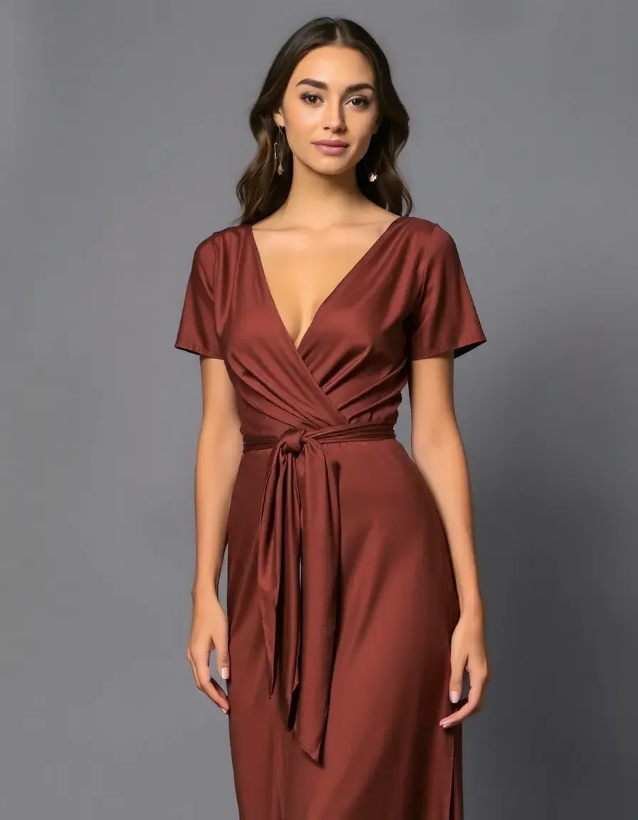 Robe portefeuille de cérémonie col V