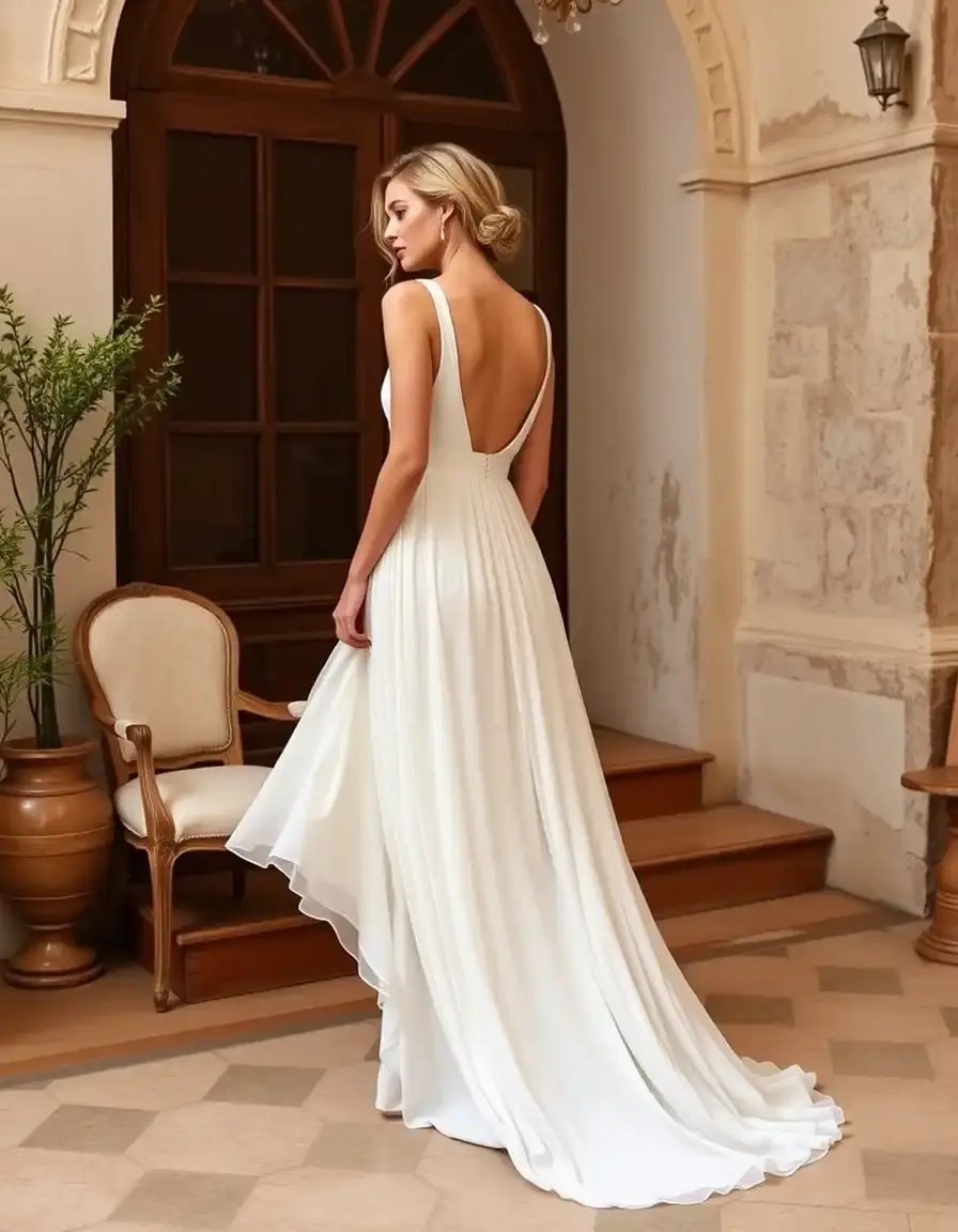 Robe de mariée maxi en mousseline fluide